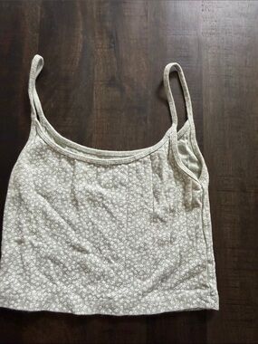 Women's Floral Print Spaghetti Strap Tank Top - Cream